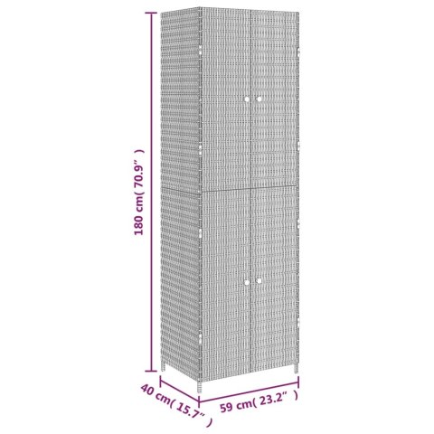Szafka ogrodowa, czarna, 59x40x180 cm, rattan PE Szafka ogrodowa, czarna, 59x40x180 cm, rattan PE