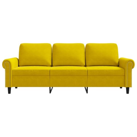  Sofa 3-osobowa, żółty, 180 cm, tapicerowana aksamitem