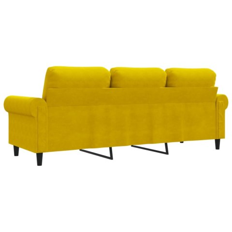  Sofa 3-osobowa, żółty, 180 cm, tapicerowana aksamitem