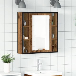  Szafka łazienkowa z lustrem, stare drewno, 60x16x60 cm