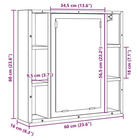 Szafka łazienkowa z lustrem, stare drewno, 60x16x60 cm Szafka łazienkowa z lustrem, stare drewno, 60x16x60 cm