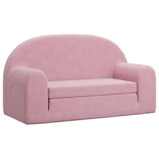  2-os. sofa dla dzieci, rozkładana, różowa, miękki plusz