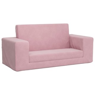  2-os. sofa dla dzieci, rozkładana, różowa, miękki plusz