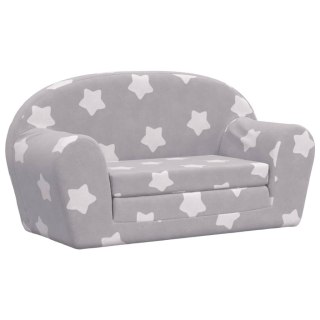 2-os. sofa dla dzieci, rozkładana, szara w gwiazdki, plusz