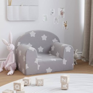  Sofa dziecięca jasnoszara z gwiazdkami Miękki plusz