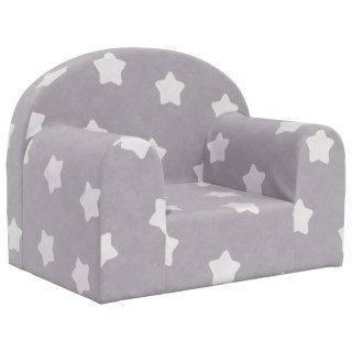  Sofa dziecięca jasnoszara z gwiazdkami Miękki plusz