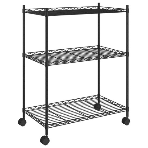 3-poziomowy regał na kółkach, 60x35x81 cm, czarny, 150 kg 3-poziomowy regał na kółkach, 60x35x81 cm, czarny, 150 kg