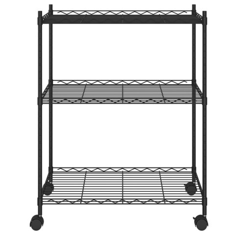 3-poziomowy regał na kółkach, 60x35x81 cm, czarny, 150 kg 3-poziomowy regał na kółkach, 60x35x81 cm, czarny, 150 kg