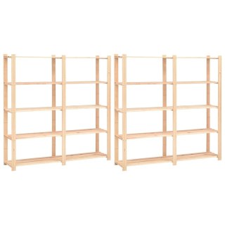  Regały z 5 półkami, 2 szt., 170x38x170 cm, sosna, 500 kg
