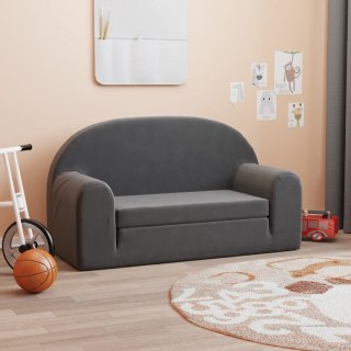  2-os. sofa dla dzieci, rozkładana, antracytowa, miękki plusz