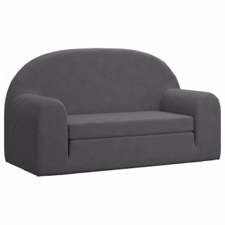  2-os. sofa dla dzieci, rozkładana, antracytowa, miękki plusz