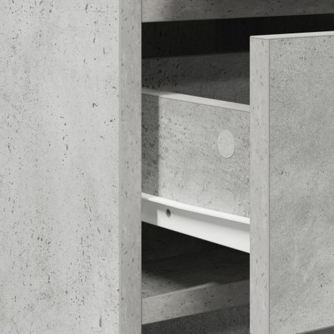 3-częściowy zestaw toaletki z oświetleniem, beton szary, drewno inżynieryjne