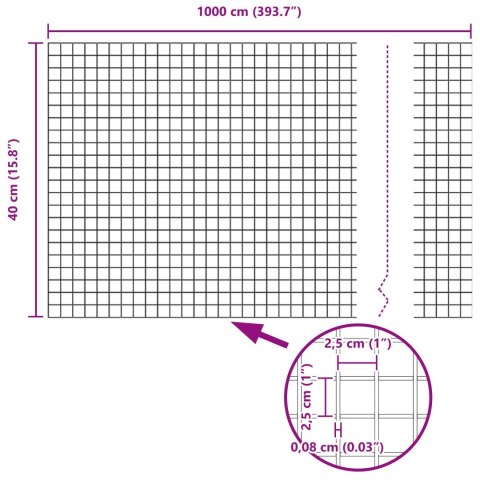  Ogrodzenie spawane z 5 słupkami U Srebrne 0.4x10 m Stal