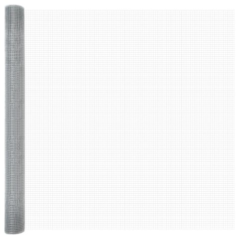 Ogrodzenie spawane z 22 srebrnymi słupkami 1.5x25 m stal Ogrodzenie spawane z 22 srebrnymi słupkami 1.5x25 m stal