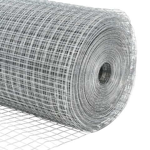 Ogrodzenie z drutu spawanego z 22 słupkami U Srebrne 1,5x25 m Stal Ogrodzenie z drutu spawanego z 22 słupkami U Srebrne 1,5x25 m Stal
