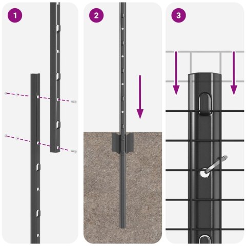 Ogrodzenie z drutu spawanego Zestaw 2 Szare Stal 25 x 1 m Ogrodzenie z drutu spawanego Zestaw 2 Szare Stal 25 x 1 m