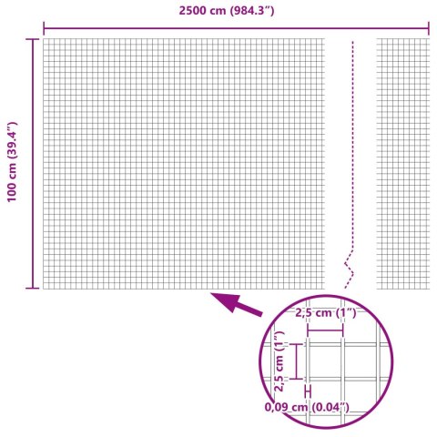 Ogrodzenie z drutu spawanego Zestaw 2 Szare Stal 25 x 1 m Ogrodzenie z drutu spawanego Zestaw 2 Szare Stal 25 x 1 m