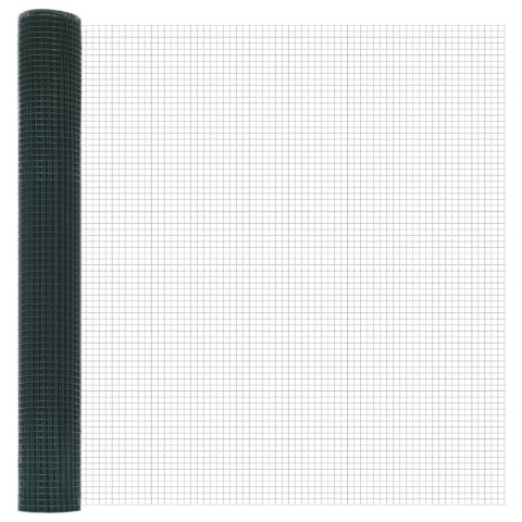 Ogrodzenie z drutu spawanego z 11 słupkami U Zielone 1.2x25 m Stal Ogrodzenie z drutu spawanego z 11 słupkami U Zielone 1.2x25 m Stal