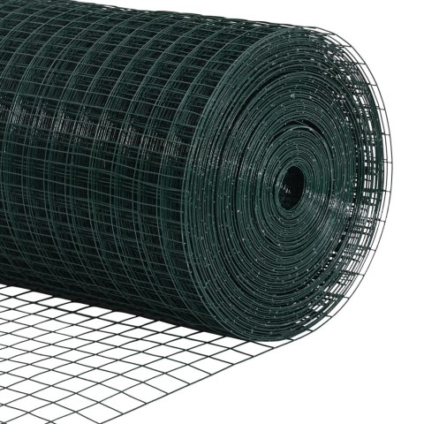 Ogrodzenie z drutu spawanego z 11 słupkami U Zielone 1.2x25 m Stal Ogrodzenie z drutu spawanego z 11 słupkami U Zielone 1.2x25 m Stal