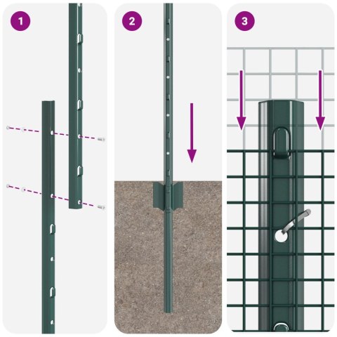 Ogrodzenie z drutu spawanego z 11 słupkami U Zielone 1.2x25 m Stal Ogrodzenie z drutu spawanego z 11 słupkami U Zielone 1.2x25 m Stal
