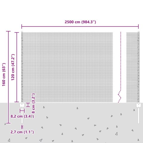 Ogrodzenie z drutu spawanego z 11 słupkami U Zielone 1.2x25 m Stal Ogrodzenie z drutu spawanego z 11 słupkami U Zielone 1.2x25 m Stal