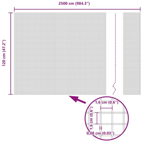 Ogrodzenie z drutu spawanego z 11 słupkami U Zielone 1.2x25 m Stal Ogrodzenie z drutu spawanego z 11 słupkami U Zielone 1.2x25 m Stal