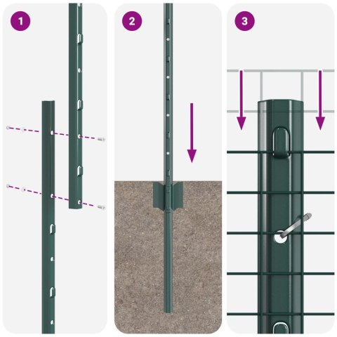 Ogrodzenie z drutu spawanego z 22 słupkami U Zielone 1x50 m Stal Ogrodzenie z drutu spawanego z 22 słupkami U Zielone 1x50 m Stal