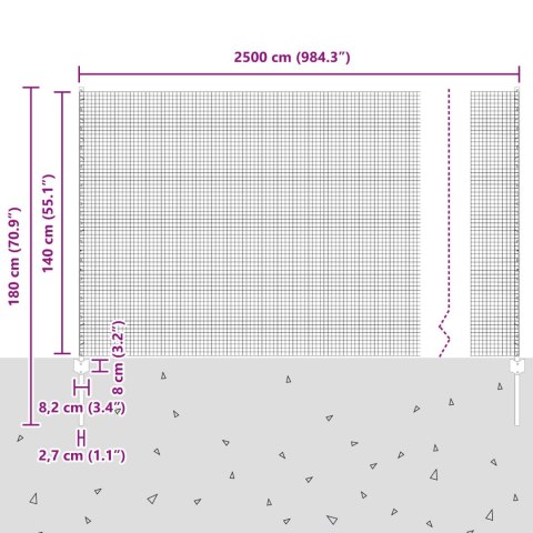 Ogrodzenie z siatki spawanej z 22 słupkami szary 1.4x25 m stalowe Ogrodzenie z siatki spawanej z 22 słupkami szary 1.4x25 m stalowe