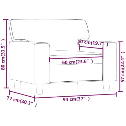  Fotel, szary, 60 cm, obity sztuczną skórą