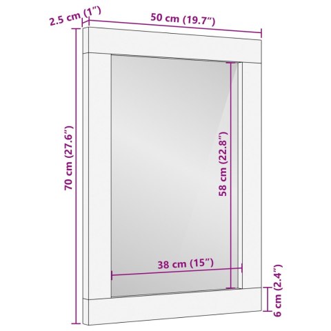  Lustro łazienkowe 50x70x3 cm z litego drewna akacjowego