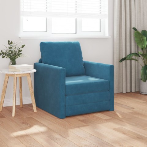 Rozkładana kanapa 2-w-1 Niebieska 74x77x81 cm Welur Rozkładana kanapa 2-w-1 Niebieska 74x77x81 cm Welur