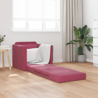  Sofa Łóżko 2-w-1 Czerwony Wino 74x77x81 cm Aksamit