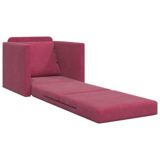  Sofa Łóżko 2-w-1 Czerwony Wino 74x77x81 cm Aksamit