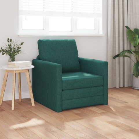  Sofa łóżko 2 w 1 ciemnozielona 74x77x81 cm z materiału