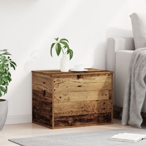 Skrzynia do przechowywania z pokrywą w stylu starego drewna 60x42x46 cm z materiału drewnopochodnego Skrzynia do przechowywania z pokrywą w stylu starego drewna 60x42x46 cm z materiału drewnopochodnego