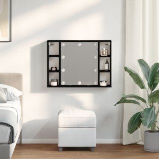 Szafka z lustrem LED vidaXL - Czarny Dąb - 76x15x55 cm - Wykonana z materiału drewnopochodnego