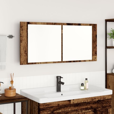 LED Mirror Cabinet Stare Drewno 100x12x45 cm Drewno inżynieryjne LED Mirror Cabinet Stare Drewno 100x12x45 cm Drewno inżynieryjne