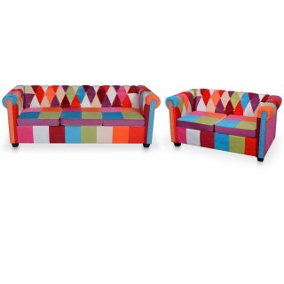  Zestaw 2 sof Chesterfield, tapicerowane tkaniną