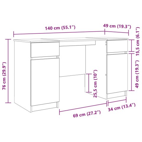 Biurko Czarny Dąb 140x49x76 cm Materiał drewnopochodny Biurko Czarny Dąb 140x49x76 cm Materiał drewnopochodny