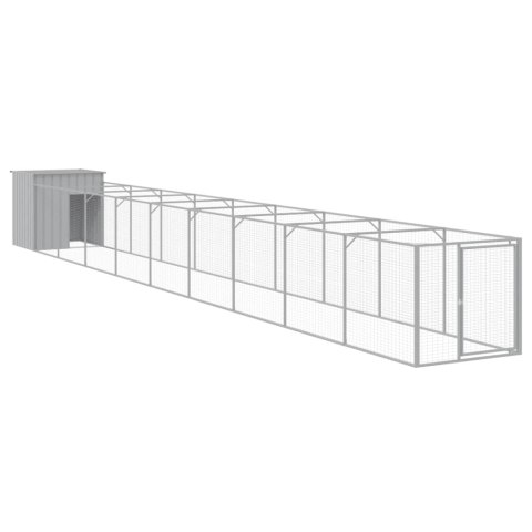 Buda dla psa, z wybiegiem, jasnoszara, 110x1017x110 cm, stal Buda dla psa, z wybiegiem, jasnoszara, 110x1017x110 cm, stal