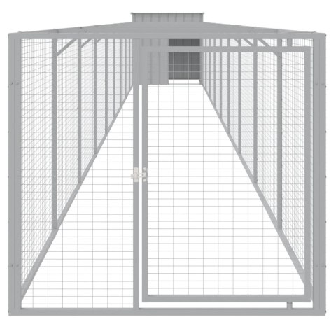 Buda dla psa, z wybiegiem, jasnoszara, 110x1017x110 cm, stal Buda dla psa, z wybiegiem, jasnoszara, 110x1017x110 cm, stal