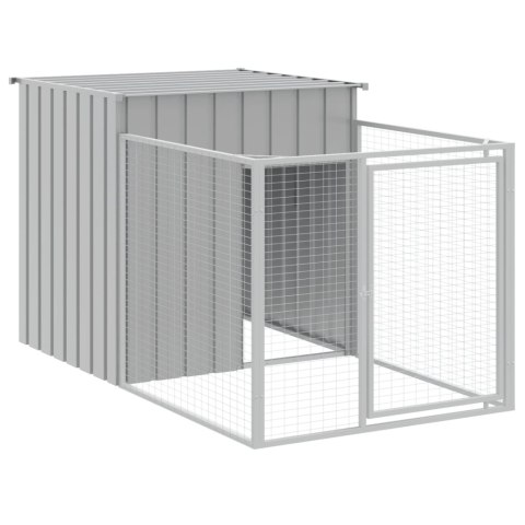 Buda dla psa, z wybiegiem, jasnoszara, 110x1017x110 cm, stal Buda dla psa, z wybiegiem, jasnoszara, 110x1017x110 cm, stal
