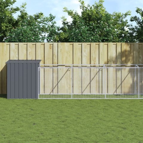 Buda dla psa, z wybiegiem, antracytowa, 110x1221x110 cm, stal Buda dla psa, z wybiegiem, antracytowa, 110x1221x110 cm, stal