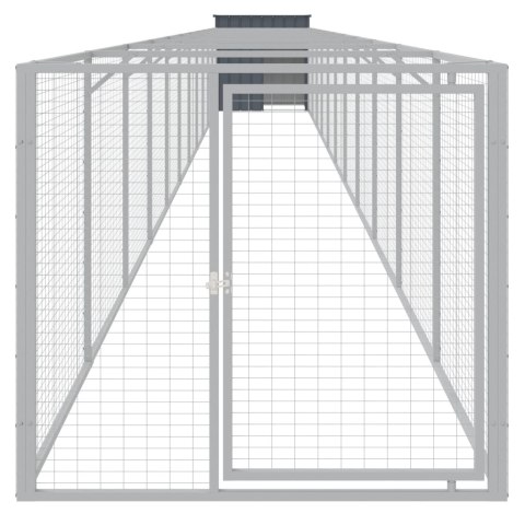 Buda dla psa, z wybiegiem, antracytowa, 110x1221x110 cm, stal Buda dla psa, z wybiegiem, antracytowa, 110x1221x110 cm, stal