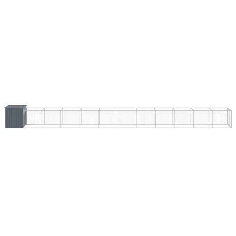 Buda dla psa, z wybiegiem, antracytowa, 110x1221x110 cm, stal Buda dla psa, z wybiegiem, antracytowa, 110x1221x110 cm, stal