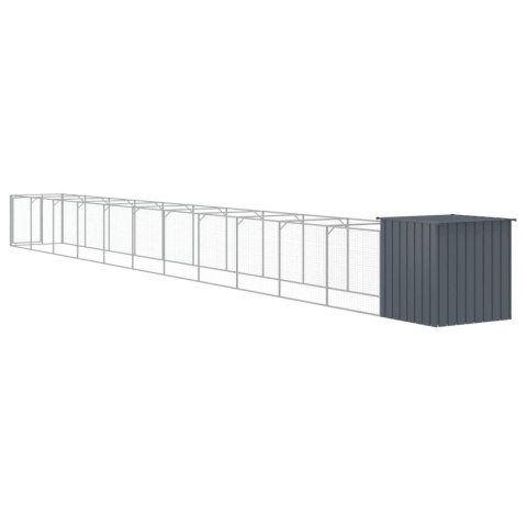 Buda dla psa, z wybiegiem, antracytowa, 110x1221x110 cm, stal Buda dla psa, z wybiegiem, antracytowa, 110x1221x110 cm, stal