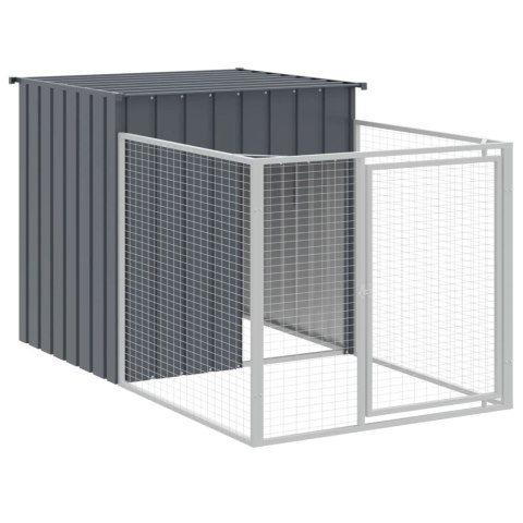 Buda dla psa, z wybiegiem, antracytowa, 110x1221x110 cm, stal Buda dla psa, z wybiegiem, antracytowa, 110x1221x110 cm, stal