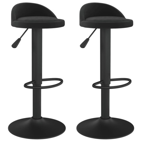 Stołki barowe, 2 szt., czarne, obite aksamitem Stołki barowe, 2 szt., czarne, obite aksamitem