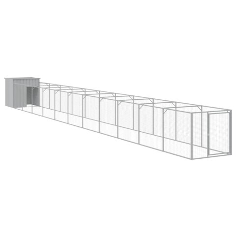 Buda dla psa, z wybiegiem, jasnoszara, 110x1221x110 cm, stal Buda dla psa, z wybiegiem, jasnoszara, 110x1221x110 cm, stal