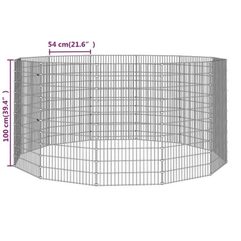Kojec dla zwierząt, 12 paneli, 54x100 cm, galwanizowane żelazo Kojec dla zwierząt, 12 paneli, 54x100 cm, galwanizowane żelazo